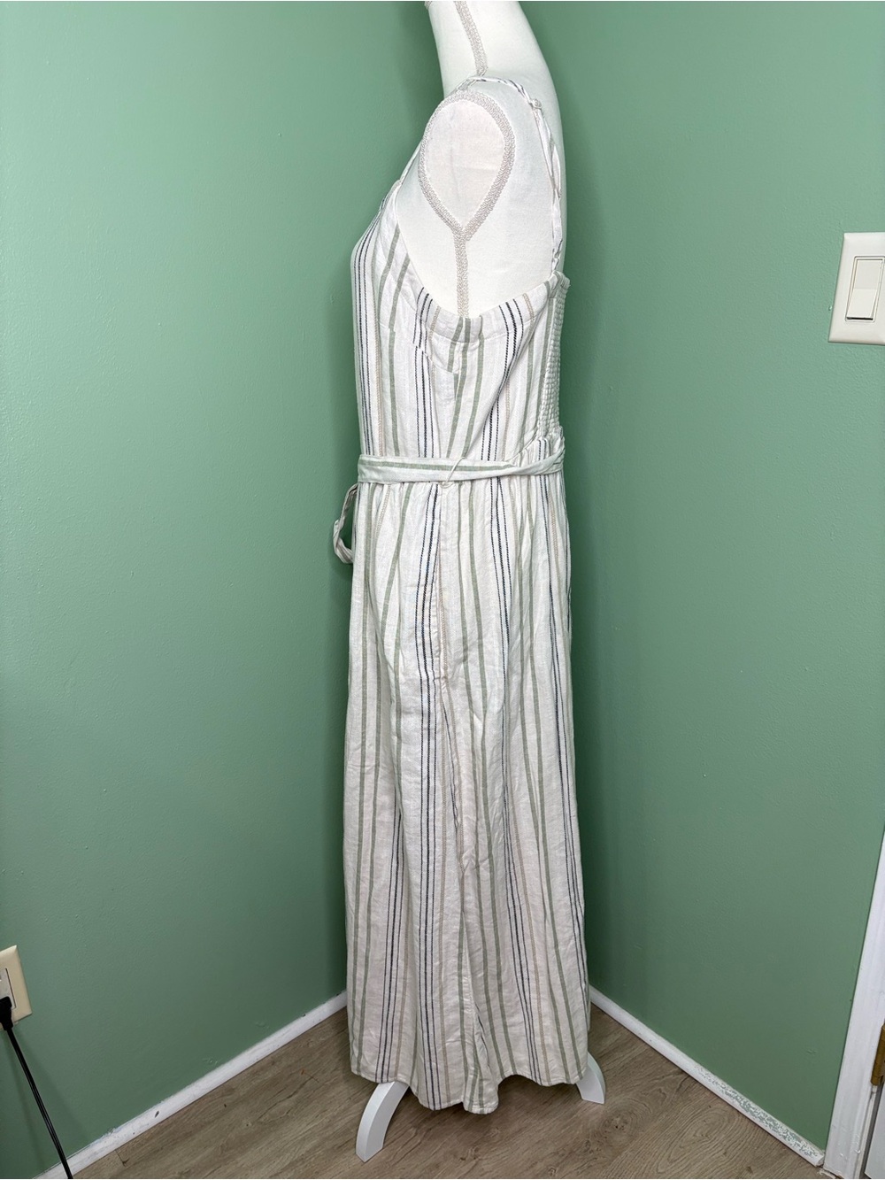 Splendid Cream Maxi Dress with Multicolor Vertical Stripes - Picture 4 of 7